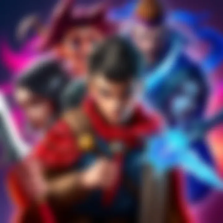 Popular Gaming Characters A collage of popular gaming characters such as a heroic warrior, a clever strategist, and a mystical mage, showcasing their unique designs and expressions, highlighting the emotions they evoke in players.