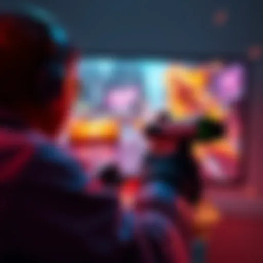 A player immersed in a thrilling solo shooter game, with dramatic action and vibrant graphics on screen.