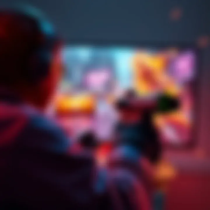 A player immersed in a thrilling solo shooter game, with dramatic action and vibrant graphics on screen.