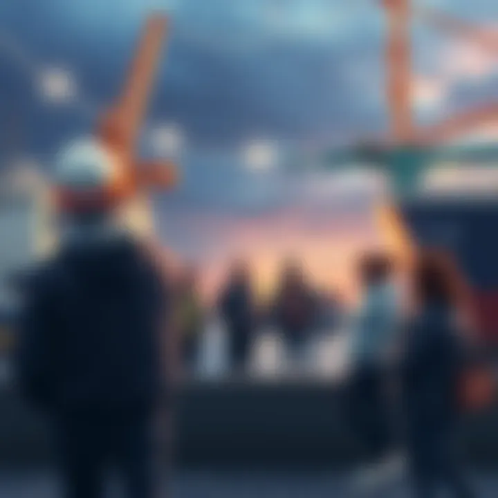 Local people discussing the impact of the port removal in AB near a waterfront