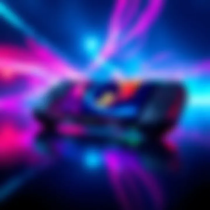 A sleek, handheld gaming console resembling the upcoming Portable PS6, showcasing advanced hardware and a vibrant display.