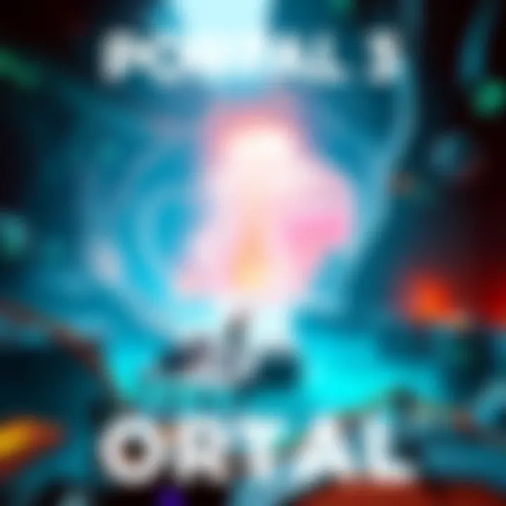 A screenshot showcasing vibrant new worlds and gameplay elements from Portal 3, reminiscent of Portal 2.