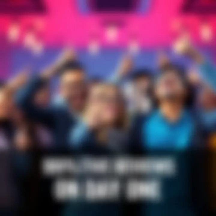 Positive Review Celebration Group of people celebrating with smiles and thumbs up, showing excitement over positive reviews