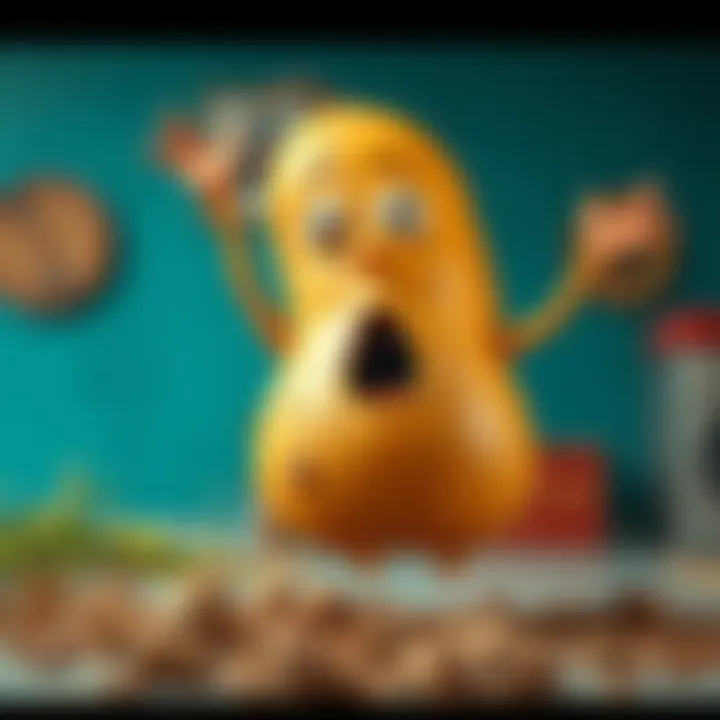 A potato jumping in surprise from a funny scare moment in a playful scene