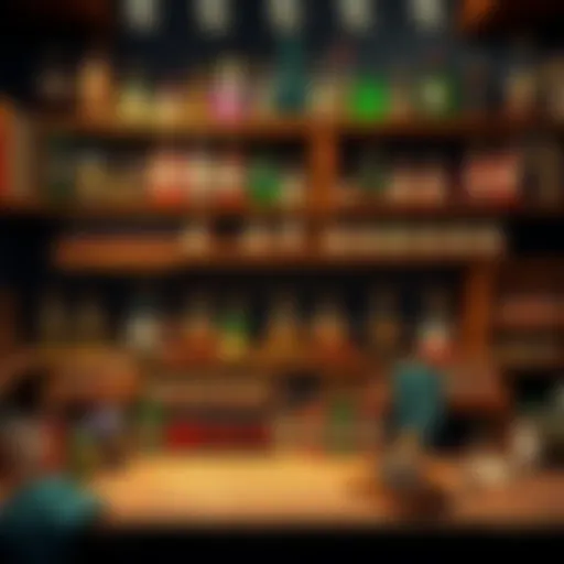 A table filled with various normal potions and a few empty slots for mega potions, showing the imbalance of potion types.