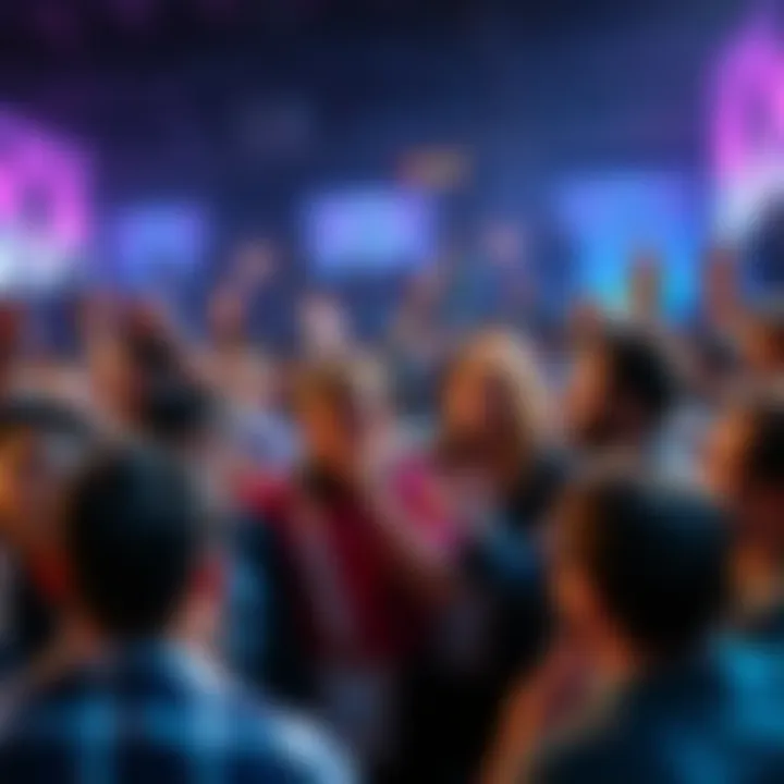 A crowd of excited people discussing the power points giveaway announcement, expressing mixed reactions.