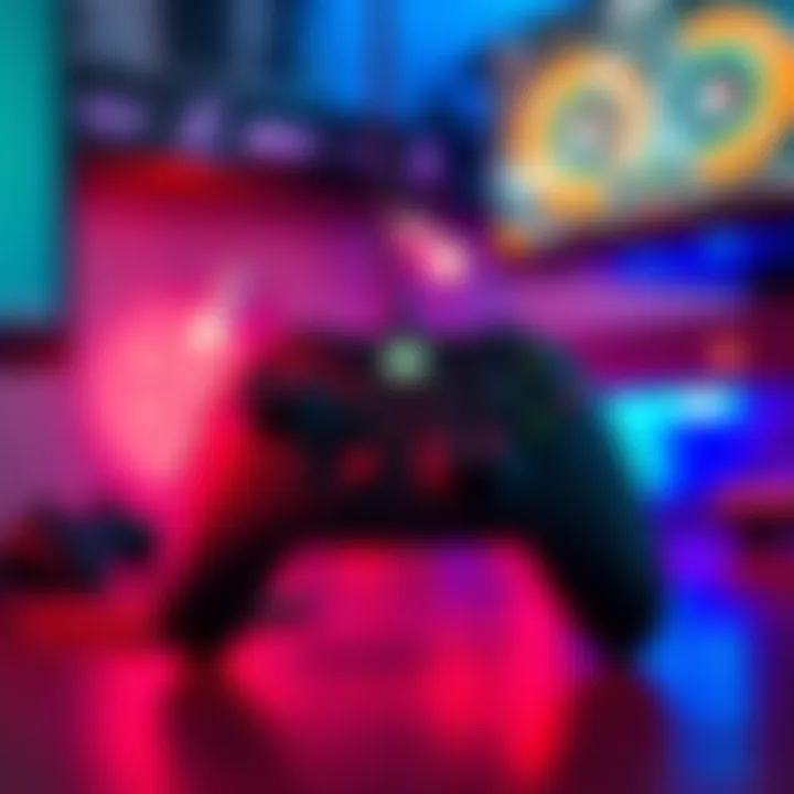 Power-a Xbox Controller with Back Buttons A Power-a Xbox controller showing back buttons ready for binding while connected to a gaming setup.