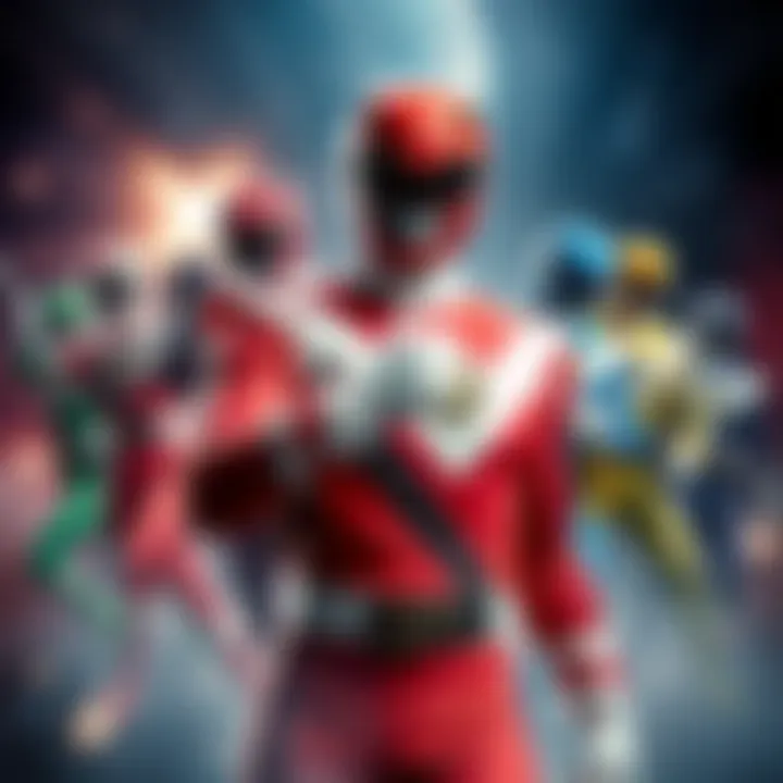 A group of Power Rangers in colorful costumes showcasing their different designs and poses, highlighting character diversity and changes from Asia to America.