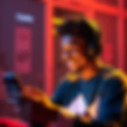 A person laughing while interacting with a colorful Power Rangers emote on their screen, showcasing joy and humor.