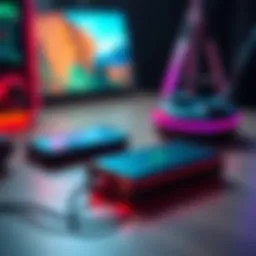 Powerbank for gaming A 20-25W powerbank charging a gaming device on a table