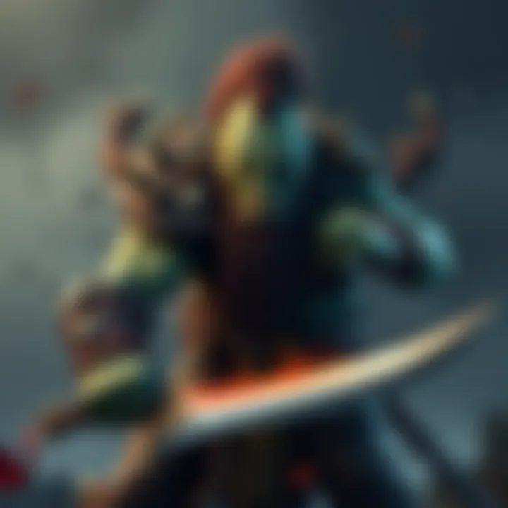 A fierce orc warrior holding a sword, ready for battle in a fantasy setting.