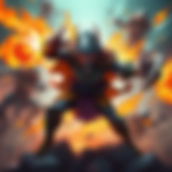 Powerful Character in Roguelike Game A character in a roguelike game, bursting with energy and abilities, showcasing overwhelming strength against enemies.