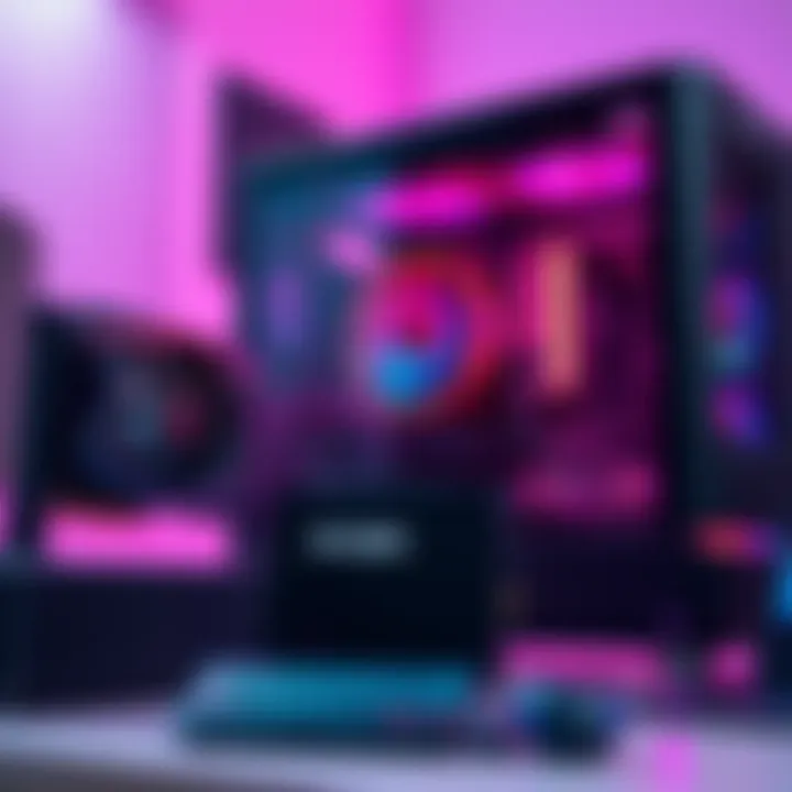 A modern computer setup featuring an RTX 4060 graphics card, Ryzen 5 5500 processor, and 16GB RAM, showcasing enhanced performance for gaming and productivity.