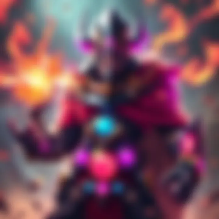 Powerful SB Character A character named SB displaying immense power from the new Aghanim's upgrade, with energy effects around him, causing concern among players.