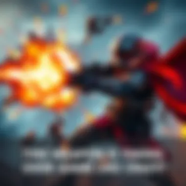 A character in combat wielding a powerful weapon that destroys enemies quickly, showcasing an explosive effect.
