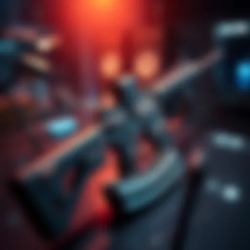 A powerful weapon displayed with an empty magazine, highlighting its capabilities in a tactical setting.