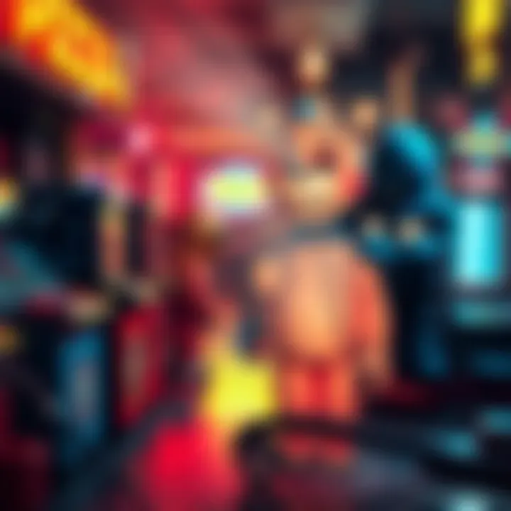 A person using a power washer to clean a spooky FNAF location, with colorful arcade games and a pizza area in the background