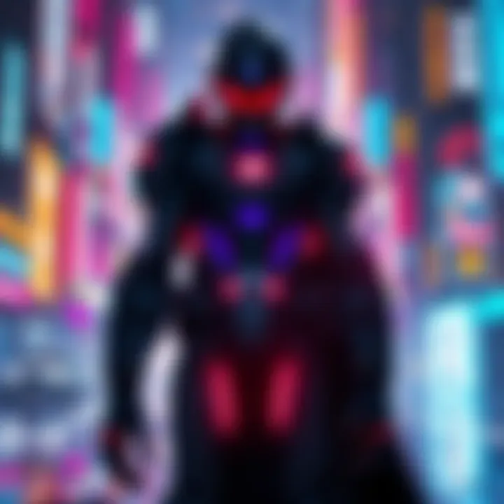 A cybernetically enhanced character stands in a futuristic city, hinting at a new Mega Man-inspired game. The character is surrounded by digital elements and AI components.