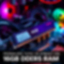 A close-up view of a prebuilt PC showcasing a 16GB DDR5 RAM stick installed on the motherboard.