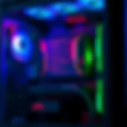 Close-up view of a prebuilt PC with highlighted settings like XMP and Rebar on the screen