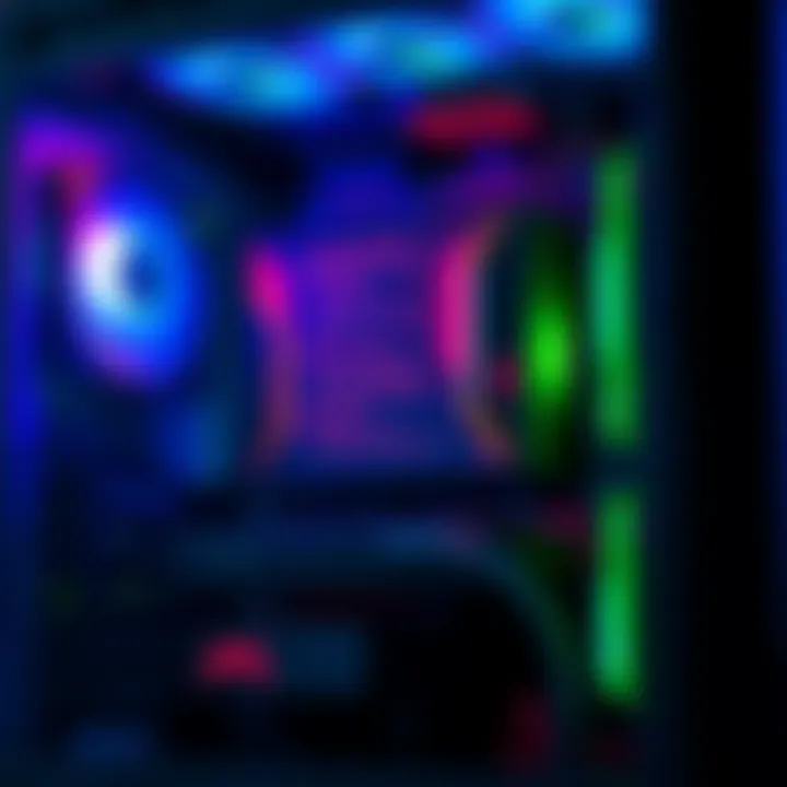 Close-up view of a prebuilt PC with highlighted settings like XMP and Rebar on the screen