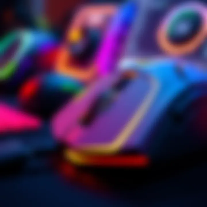 Close-up of a gaming mouse with adjustable settings displayed on a screen