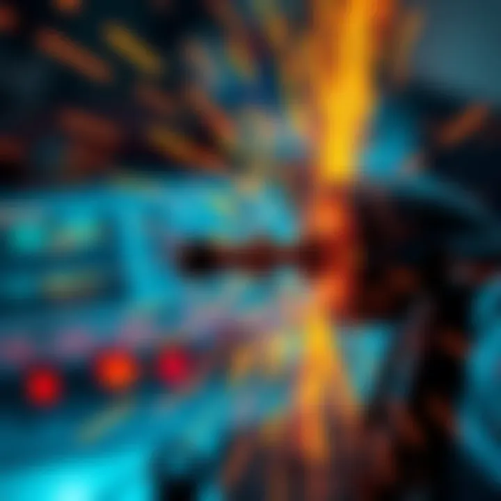 Precision instrument experiencing random burst A precision instrument like an agape shows signs of a sudden unpredictable burst of energy or function, highlighting the random bursting phenomenon.