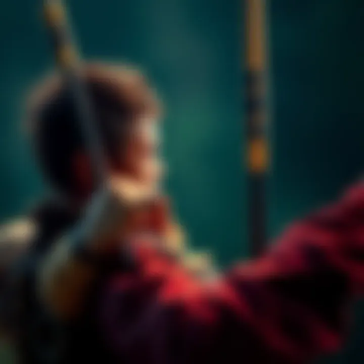 Precision-focused lance thrower A person meticulously aligning their lance for a throw, showcasing focus and precision in the lance community