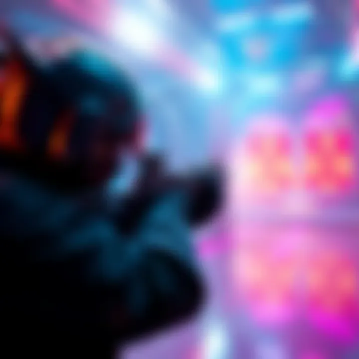 A player in Movement Demonn skillfully aiming and shooting targets with precision in a vibrant gaming environment