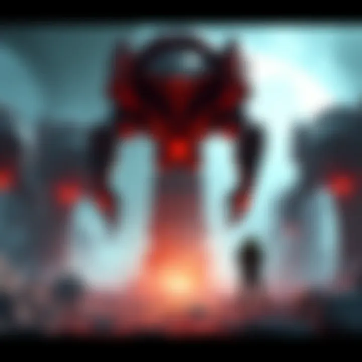 Artistic representation of the advanced Precursors civilization in a futuristic setting with hints of their technology and history.