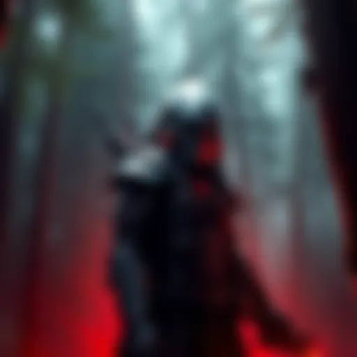 A new character concept for Dead by Daylight featuring a cloaked figure with advanced technology and heat vision abilities, surrounded by a dark forest setting.