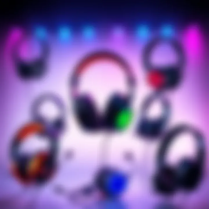 Display of different premium headsets for music, gaming, and everyday use