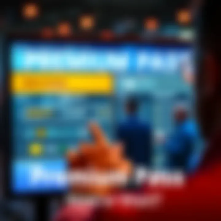 A person comparing options for a premium pass, looking at two choices on a digital screen.