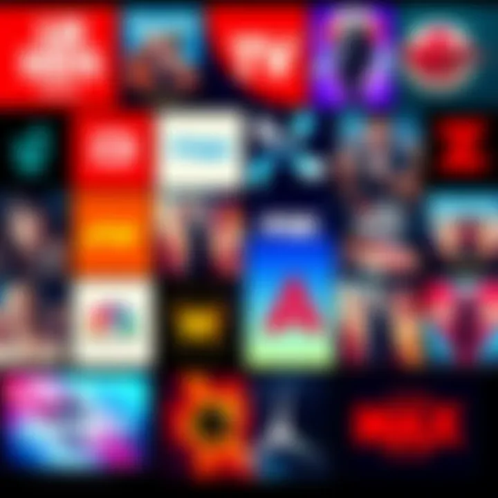 A variety of premium TV show logos and posters that entice viewers to subscribe