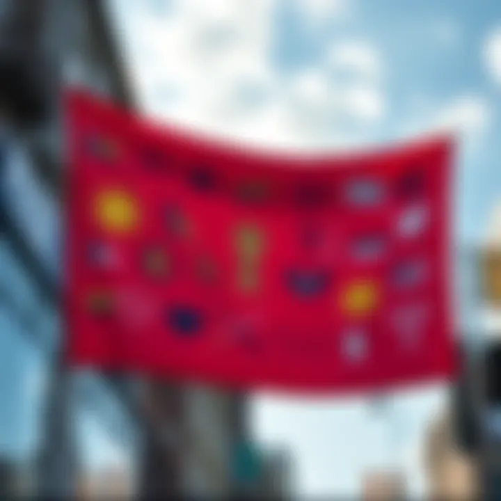 A pride banner featuring various iconic symbols, representing diversity and inclusion in culture