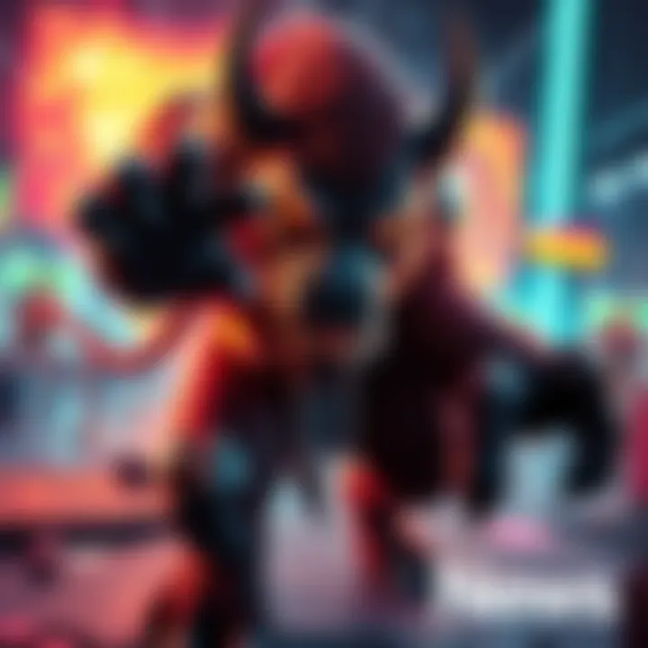 Primal Beast character showcasing its ability to assess player levels in a vibrant game setting