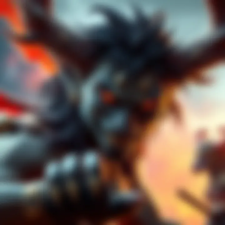 A fierce character from Primal, showcasing unique features and a vibrant environment, ready for adventure.