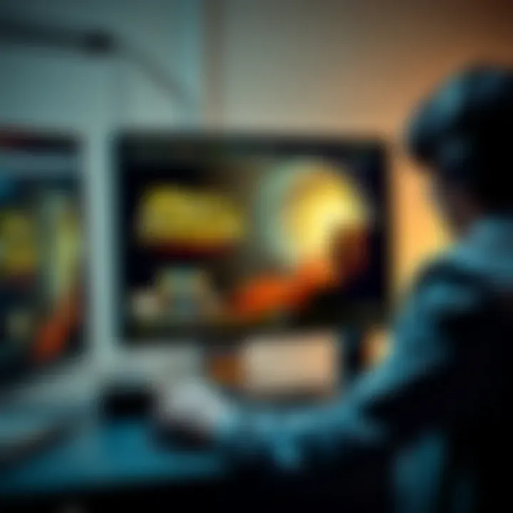 A person working on a computer with Prince of Persia: The Sands of Time artwork on the screen, showcasing game remastering tools and techniques.