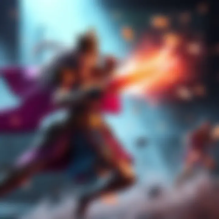 A gaming character named Princess Bari unleashing a powerful attack during a joust, showing a dramatic moment in gameplay.
