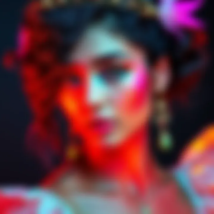 A colorful and vibrant artistic edit of Princess Mercy, showcasing her creativity and talent in a captivating way.