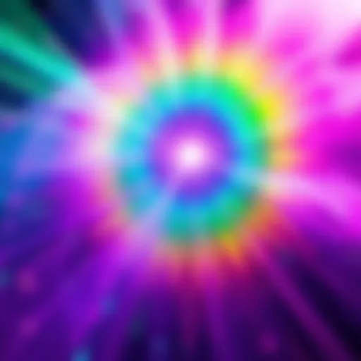 A vibrant burst of colors representing the magical spell Prismatic Spray in a DND setting, with sparkling effects and rainbow hues.