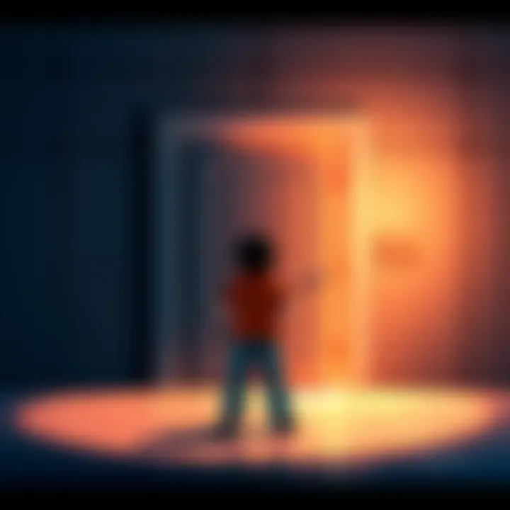 A player character standing in front of a newly opened private door in a Nintendo DS game, looking surprised and curious.