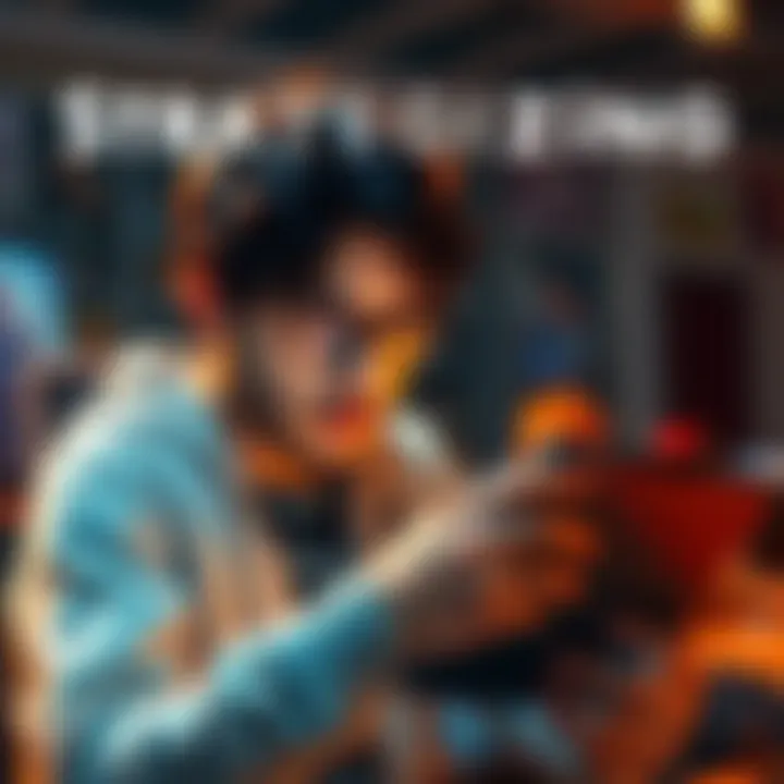 Pro Mobile Gamer Strategizing A skilled mobile gamer analyzing game strategies on a tablet, focused and ready for action.