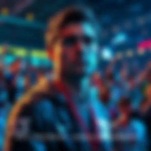 A top esports player with a serious expression announces retirement in front of a crowd of fans