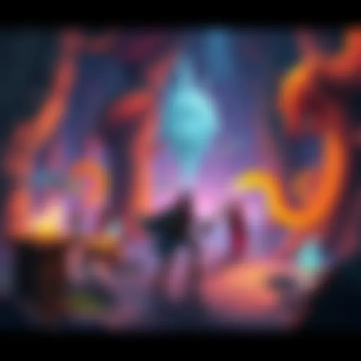 Action-Adventure RPG Gameplay A character explores a colorful dungeon filled with enemies and treasures in an action-adventure RPG setting.