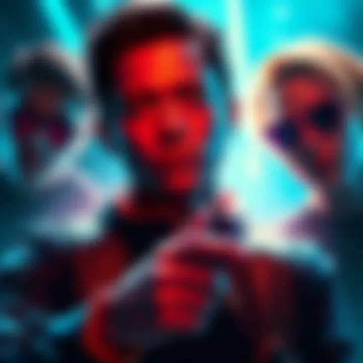 A vibrant scene from the Prodigy trailer showing main characters in action with dramatic lighting and intense expressions.