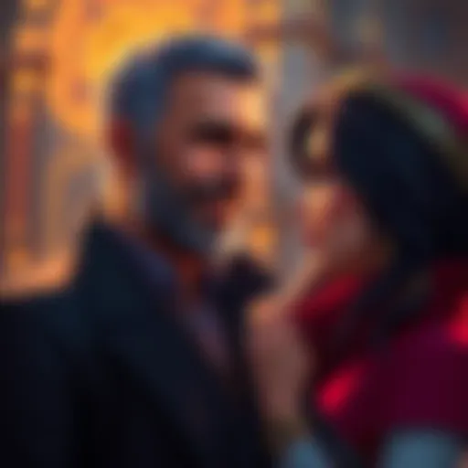 Professor Elliott smiles while looking at Sofia, a character from Judgment, showcasing his admiration.