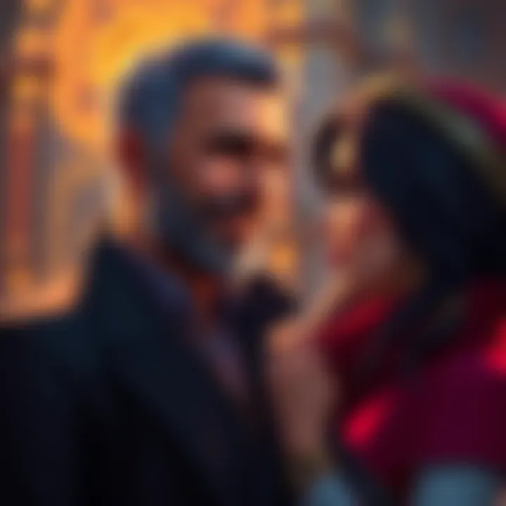 Professor Elliott smiles while looking at Sofia, a character from Judgment, showcasing his admiration.