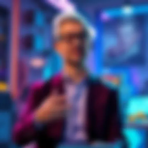 Professor Skye speaking about xQc's music opinions in a vibrant setting