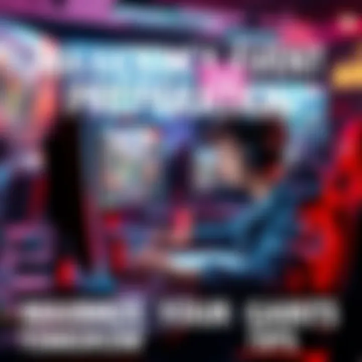 A gamer focused on their screen, surrounded by gaming gear and notes, preparing for a proficiency event.